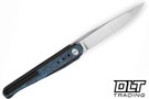 Bestech Spear Phisher M390 - Black Titanium - Blue Marbled Carbon Fiber Inlay