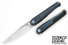 Bestech Spear Phisher M390 - Black Titanium - Blue Marbled Carbon Fiber Inlay