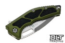 Heretic Medusa TE - Battleworn MagnaCut Blade - Green Aluminum Chassis - Grip Inlay