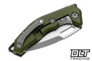 Heretic Medusa TE - Battleworn MagnaCut Blade - Green Aluminum Chassis - Grip Inlay