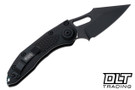 Microtech 169-1BK-A3TI Stitch S/E - Black Handle - Black Blade - Antique Green Titanium Backspacer