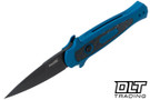 Kershaw Launch 12 - 7125BLUBLK Mini Stiletto - Blue Aluminum - Carbon Fiber Inlay - Black CPM-154 Blade