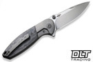 WE Knife 22015-1 Nitro Mini Flipper - Hand Rubbed Satin 20CV Blade - Titanium Bolster - Marble Carbon Fiber