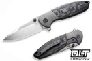 WE Knife 22015-1 Nitro Mini Flipper - Hand Rubbed Satin 20CV Blade - Titanium Bolster - Marble Carbon Fiber