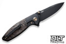 WE Knife 22015-2 Nitro Mini Flipper - Black Stonewashed 20CV Blade - Titanium Bolster - Copper Foil Carbon Fiber