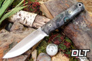 Bark River Bushcrafter LT 3V Smokey Grey maple Burl - Green Liners - Mosaic Pins