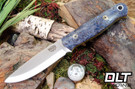Bark River Bushcrafter LT 3V London Blue Maple Burl - Yellow Liners - Mosaic Pins