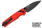 Kershaw Bel Air 6105RDBW with blackwash MagnaCut reverse tanto blade and red aluminum handle.