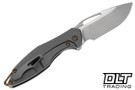 Koenig Mini Arius Non Flipper - Corda Pattern Titanium Handle - Burnished Blade - Polished Flats - Bronze Hardware