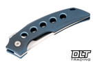 Reate Velocity - Blue Anodized Titanium with Holes - Belt Satin Blade
