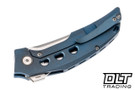 Reate Velocity - Blue Anodized Titanium with Holes - Belt Satin Blade