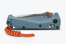 Benchmade 18065S Mini Adira - Depth Blue - Partially Serrated shown folded.