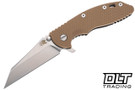 Hinderer 3.5" XM-18 No Choil Wharncliffe 20CV - Battle Bronze Anodized Titanium - Stonewashed Blade - Coyote G-10