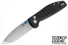 Bestechman Goodboy Jr - D2 Satin Stonewashed Blade - Black G-10 - Blue Thumbstud