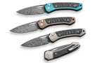 LionSteel Twain - Damascus Blade - Blue Titanium - Carbon Fiber Inlay