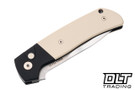 Pro-Tech Terzuola ATCF Custom - Black Handle - Ivory Micarta Inlay - Polished & Satin Two Tone Hand Ground Blade