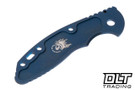 Hinderer 3" XM-18 Textured Titanium Handle Scale - Battle Blue Anodized - Warthog Machined - Back
