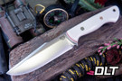 Bark River Hellkat Utility 4V White Linen Micarta - Red Liners - Mosaic Pins