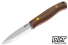 Lishen Lynx Scandi A2 Natural Canvas Micarta - Red Liners - Brass Pins