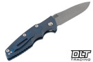 Hinderer Eklipse Auto Spearpoint - Battle Blue Anodized Titanium - Working Finish Blade - Back