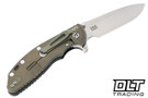Hinderer XM-24 Swedged Spear 20CV - Battle Green Anodized Titanium - Stonewashed Blade - Black G-10 - Back