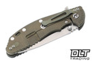 Hinderer XM-24 Swedged Spear 20CV - Battle Green Anodized Titanium - Stonewashed Blade - Black G-10