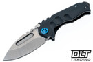 Medford Micro Praetorian T Drop Point - Tumbled MagnaCut - DLC Titanium - Blue Hardware - Blue with Silver Clip