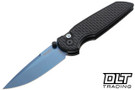 Pro-Tech TR-3 Integrity - Black Relic Textured Handle - Sapphire Blue S35VN Blade - Abalone Button