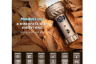 Olight Marauder Mini Powerful LED Flashlight with RGB and Desert Terrain finish features and details sheet. 