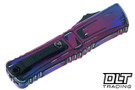 Microtech 1142-1PUCOMICS Combat Troodon D/E Gen III - Signature Series - Purple Comic Strip Cel Shade Handle - Cerakote Blade