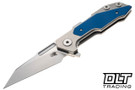 Hinderer Full Track Wharncliffe S45VN - Stonewashed Titanium & Blade - Blue G-10