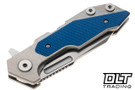 Hinderer Full Track Wharncliffe S45VN - Stonewashed Titanium & Blade - Blue G-10