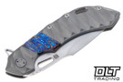 Olamic Cutlery Wayfarer 247 Harpoon - Hand Rubbed - Scalloped Handle - Timascus Inaly - Purple Backspacer - Blasted Accents - 765