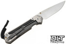 Chris Reeve Large Sebenza 31 - Polished Titanium & Blade - Bog Oak Inlay - #22 - Back
