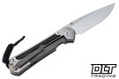 Chris Reeve Large Sebenza 31 - Polished Titanium & Blade - Bog Oak Inlay - #32 - Back