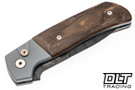 Pro-Tech Terzuola ATCF Auto - Grey Aluminum Handle - Bark Mastodon Inlay - Chad Nichols Ladder Damascus Blade - Mosaic Button