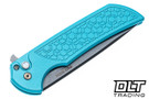 Pro-Tech Mordax Gridlock Textured Blue Handle - Stonewashed MagnaCut Blade - Pearl Button
