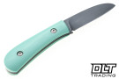 Double X Knives Fixed Zulu Stainless Damascus Blade - Tiffany Blue G-10 - Black Liners