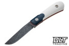 Double X Knives Fixed Trapper MagnaCut - White G-10 - Blue Canvas Bolster - Red Liners