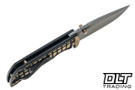 McNees PM Mac 2 Gen 2 - 3.5" Drop Point - Black & Bronze Frag Milling - Bronze Satin Hardware