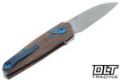 Jens Anso Aros RWL34 - Natural Micarta - Blue Accents #852