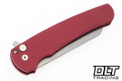 Pro-Tech Malibu Flipper Knife with Red textured handle and Pearl button Lock Pro-Tech Malibu Flipper Knife with Red textured handle and Pearl button Lock
