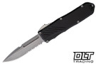Guardian Tactical Auto Recon 035 G2 OTF- Stonewashed Partially Serrated - MagnaCut Spear Point Blade - Black Aluminum
