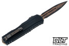 Microtech 1242-16MS3 Cypher II D/E Baker Hefted Alloy - DLC Hardware - Bronze Accents - Black Handle
