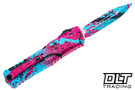Microtech 1142-1LBPK-BKSPLS Combat Troodon Gen III D/E - Black, Pink, & Blue Paint Splatter - Splatter Cerakote Blade