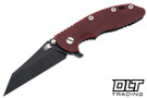 Hinderer 3.5" XM-18 No Choil Wharncliffe 20CV - Battle Black DLC - Red G-10