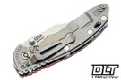 Hinderer 3.5" XM-18 Non Flipper Bowie MagnaCut - Stonewashed Titanium - Stonewashed & Satin Blade - Red G-10