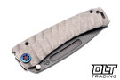 Medford Marauder H Drop Point - Old School Tumbled MagnaCut - Silver Sculpted Titanium - Flamed Hardware & Clip #3
