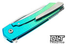 MachineWise Mojave - Teal Green Fade Turtle Titanium  - Stonewash S90V Blade #0654