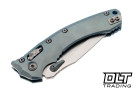 Microtech 137RL-10MS6 Amphibian RAM-LOK Marfione Select - Blue Backspacer - Ice Blue Anodized Titanium - Stonewash Blade